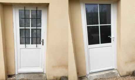 Domobaie - Porte d'entrée - Nevers - Cosne sur Loire - Porte d' entrée aluminium - Anthracite - Menuiserie - Aluminium - PVC - Charnière invisible