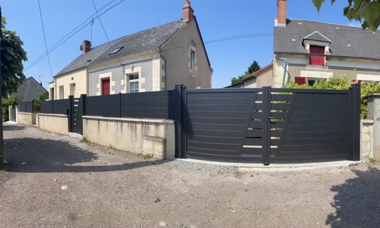 Pose de portails et de clôtures - Nevers - DomoBaie - Portail coulissant - Anthracite - Portail aluminium - Nevers - Nièvre - Cosne sur loire